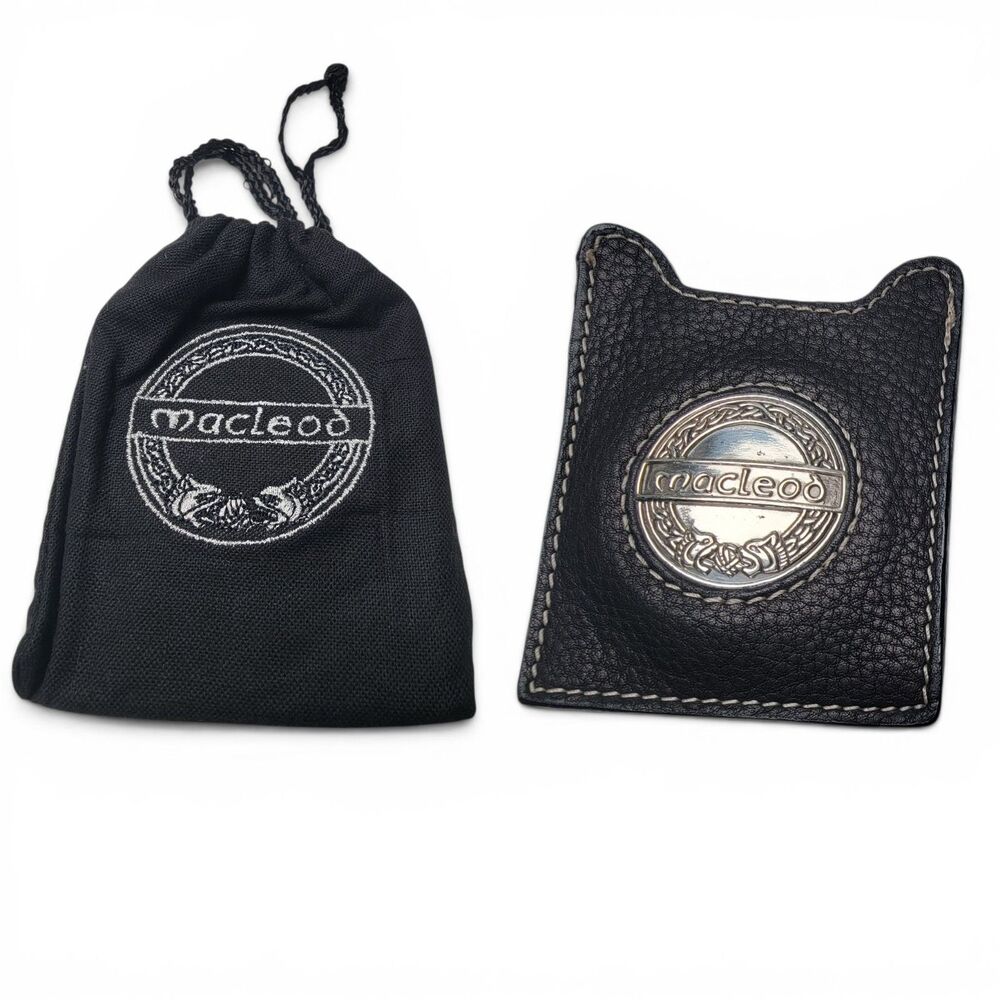 Highlander Duncan MacLeod Fossil Leather Money Clip Black w/ Storage Pouch VTG